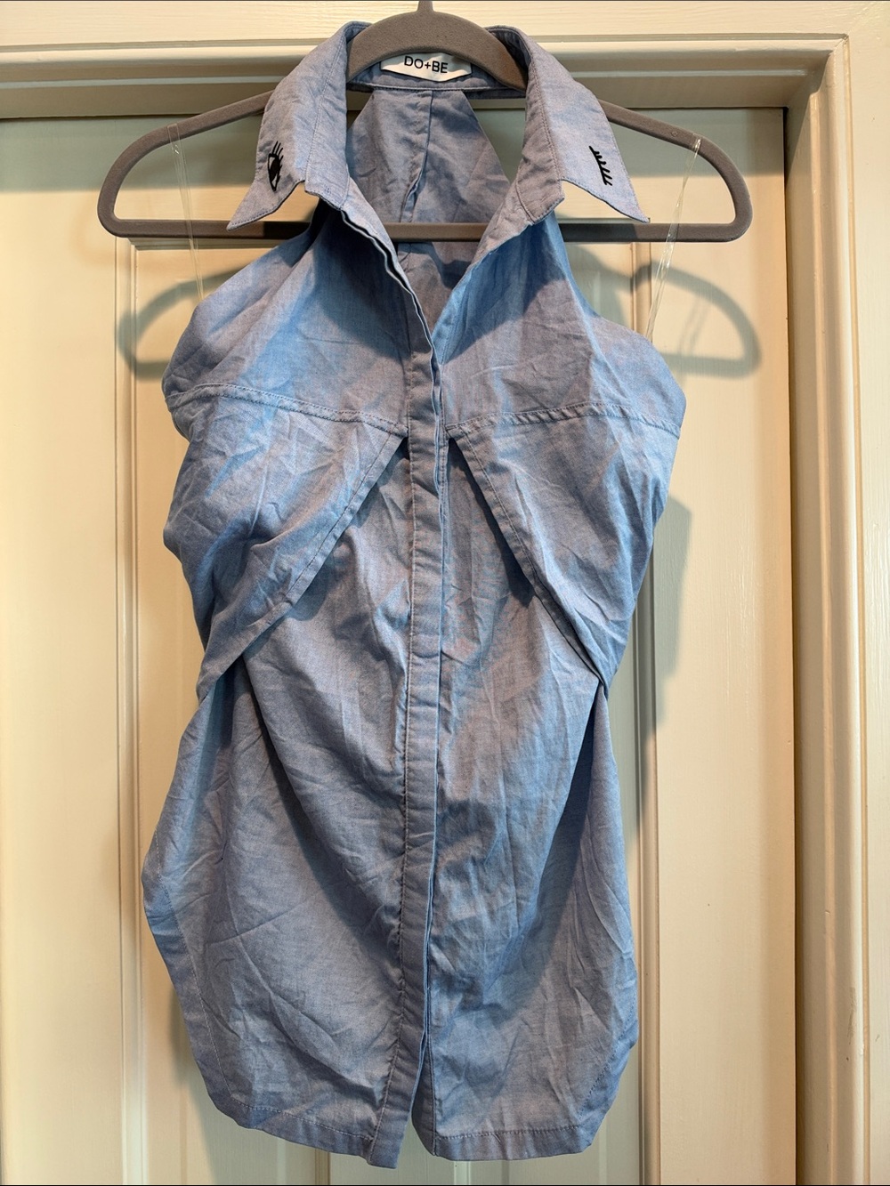 DO+BE Light Blue Halter Collared Women’s Top